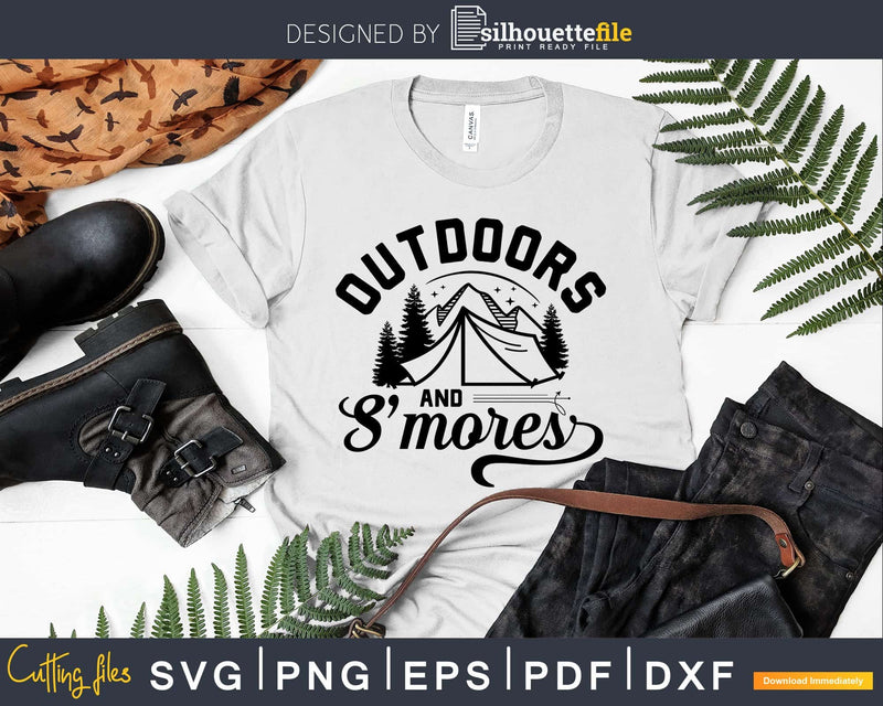 Outdoors & S’mores Funny Campfire Camping svg cut files