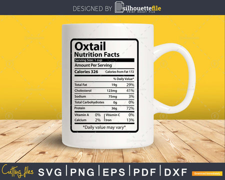 Oxtail Nutrition Facts Funny Thanksgiving Christmas Svg Png