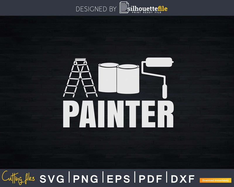 Painter Paint Roller Bucket And Ladder Svg Dxf Cut Files