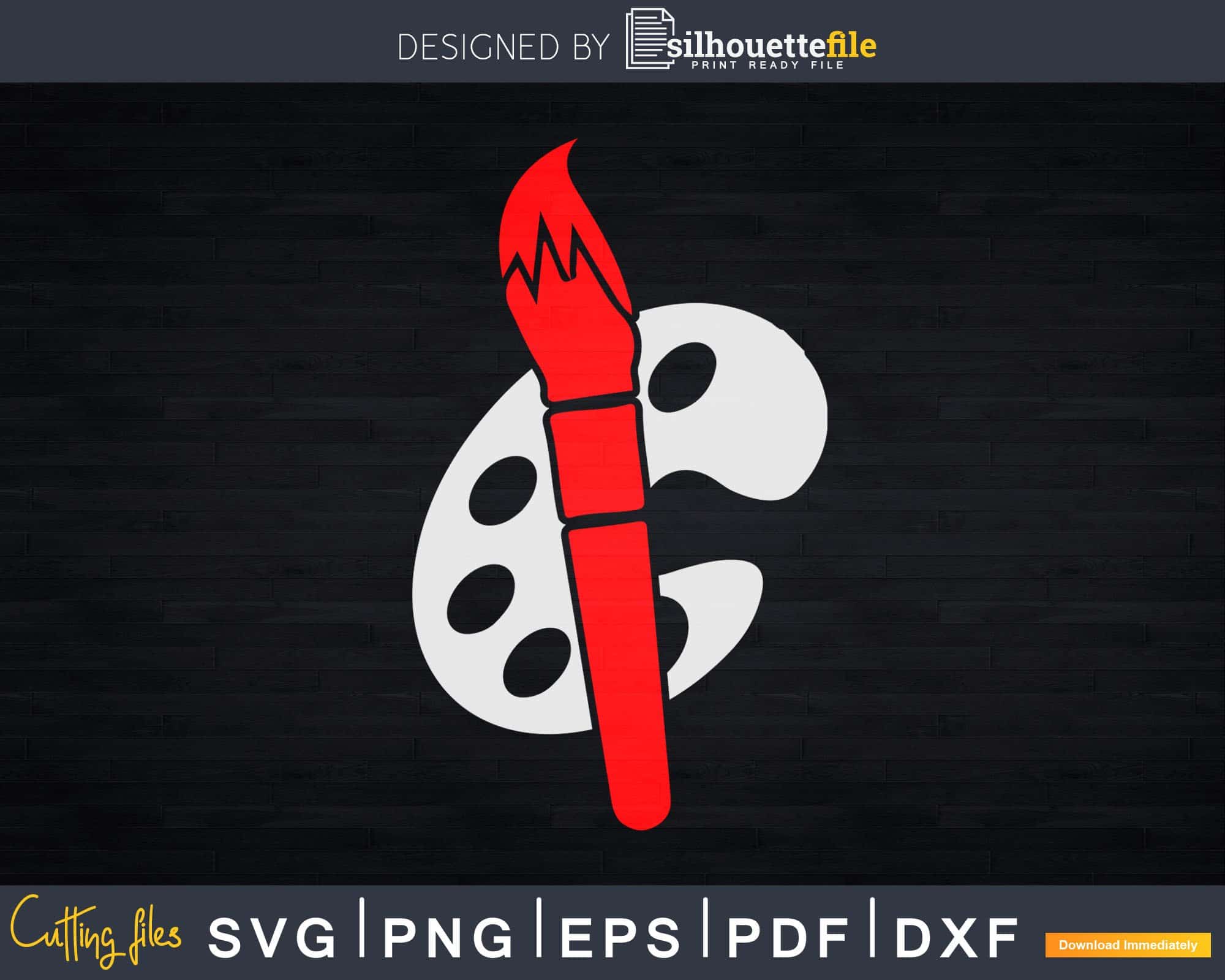 Painter Palette Brush Svg Dxf Cut Files | Silhouettefile