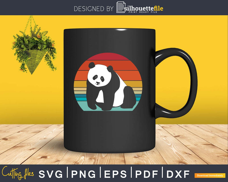 Panda Retro Style craft cut svg png digital cutting file