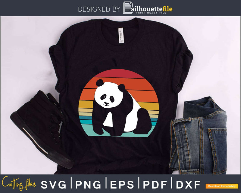 Panda Retro Style craft cut svg png digital cutting file