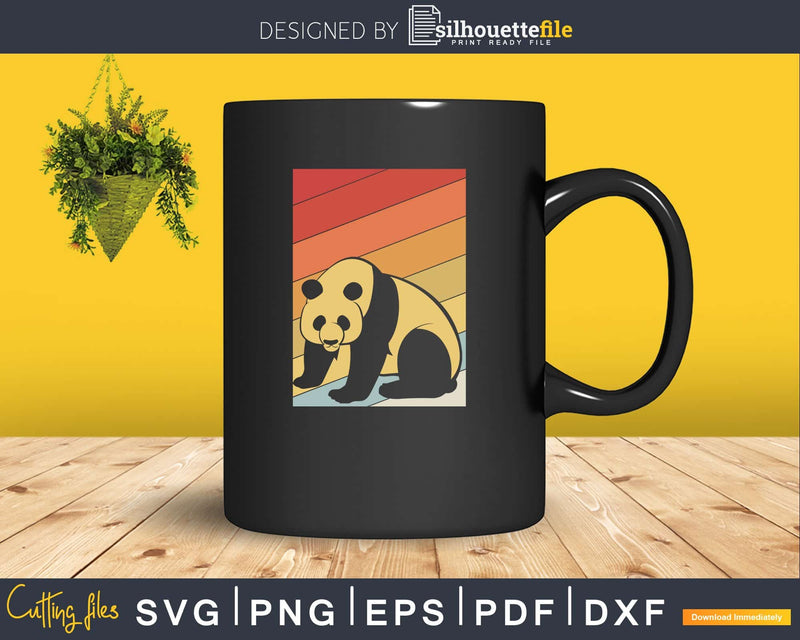 Panda Retro vintage Style digital cut svg png printable