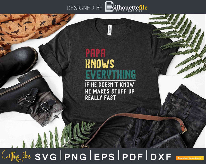 Papa Knows Everything Funny Fathers Day Svg Dxf Eps Cricut