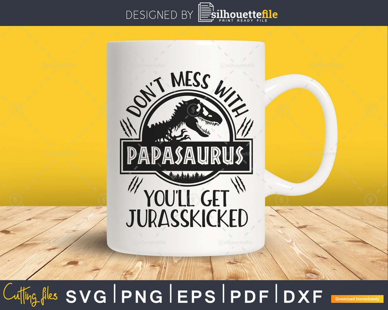 Papasaurus Jurasskicked Dinosaur Party svg Cut File cutting