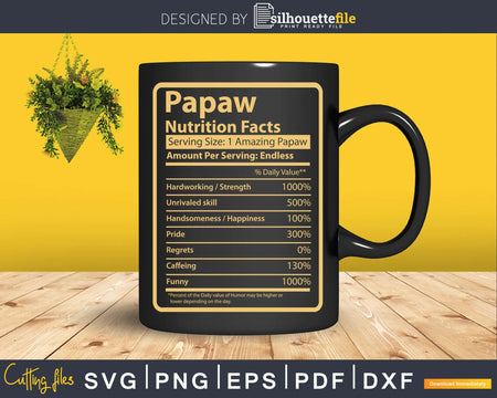 Papaw Nutrition Facts Father’s Day Gift Svg Dxf Premium