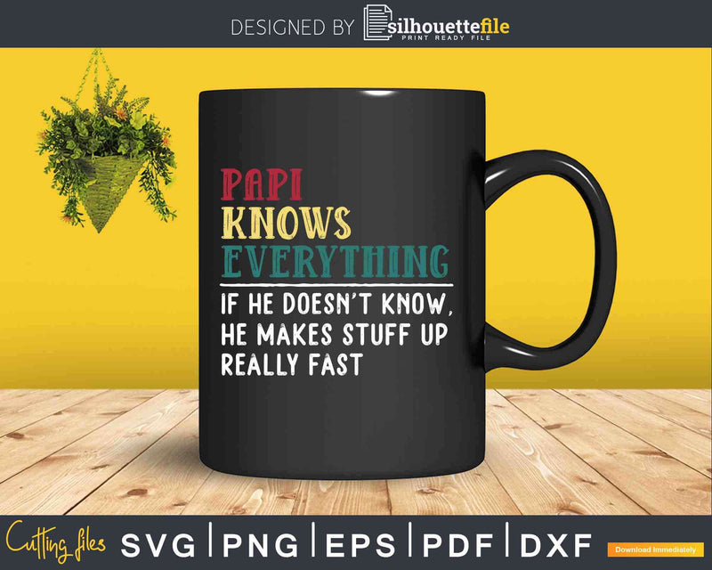 Papi Knows Everything Funny Fathers Day Svg Dxf Eps Cricut