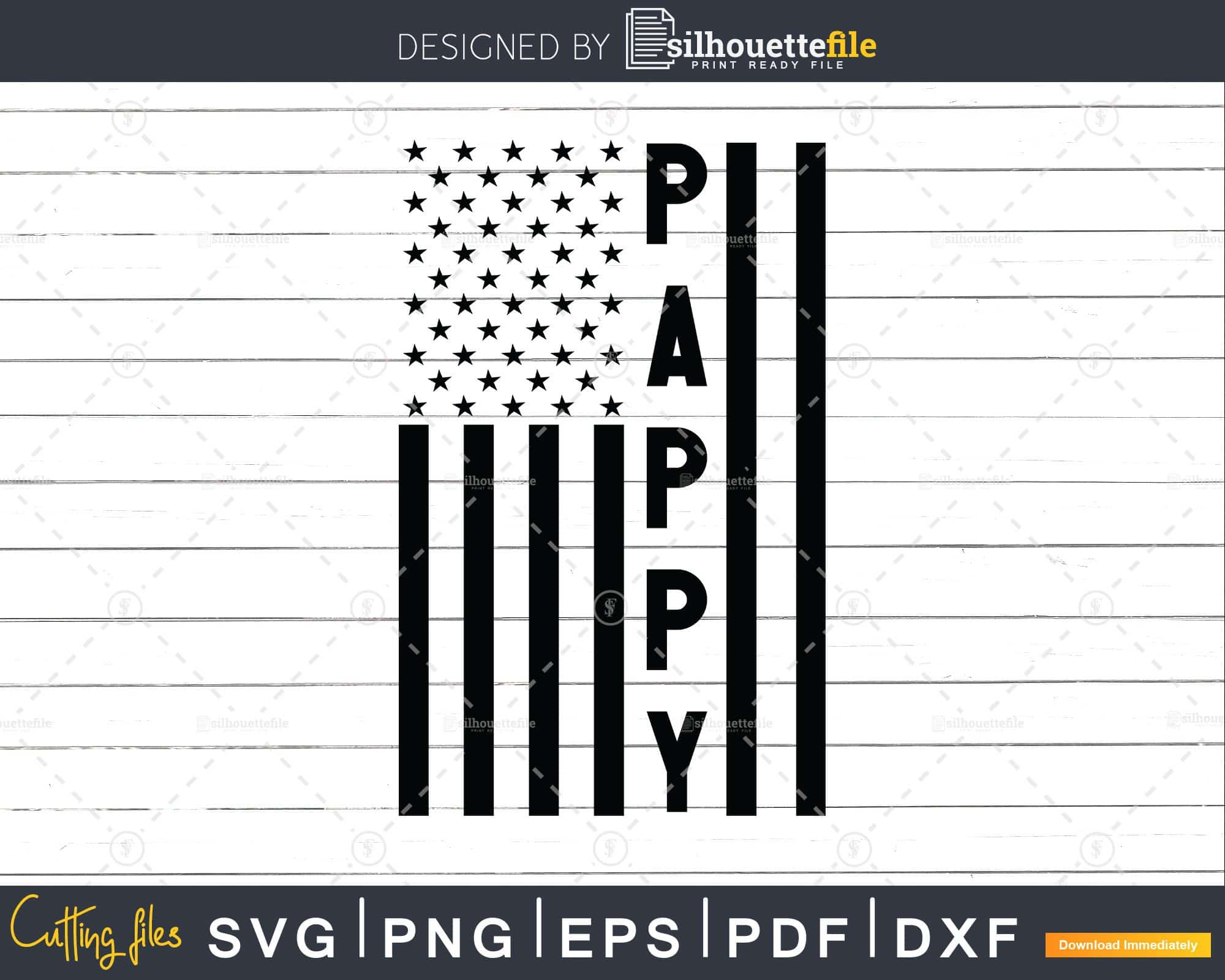 Pappy USA Flag 4th Of July Svg Png T-shirt Design | Silhouettefile