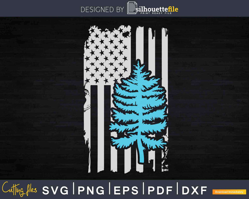 Park Ranger Distressed American Flag Tree Minimalist Svg