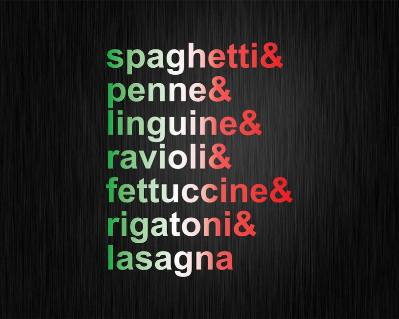 Pasta Italian Food Foodie Chef List of Pastas Svg Png