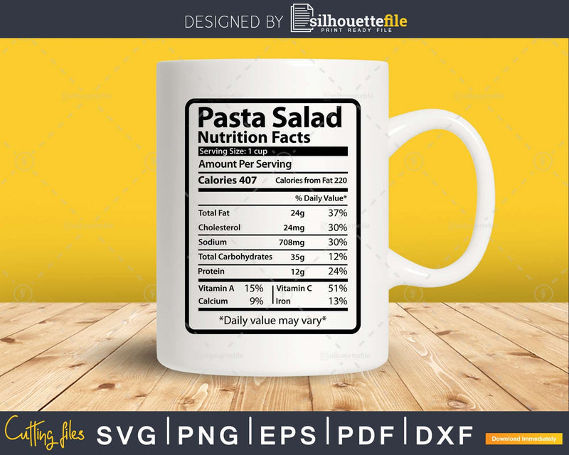 Pasta Salad Nutrition Facts Funny Thanksgiving Christmas