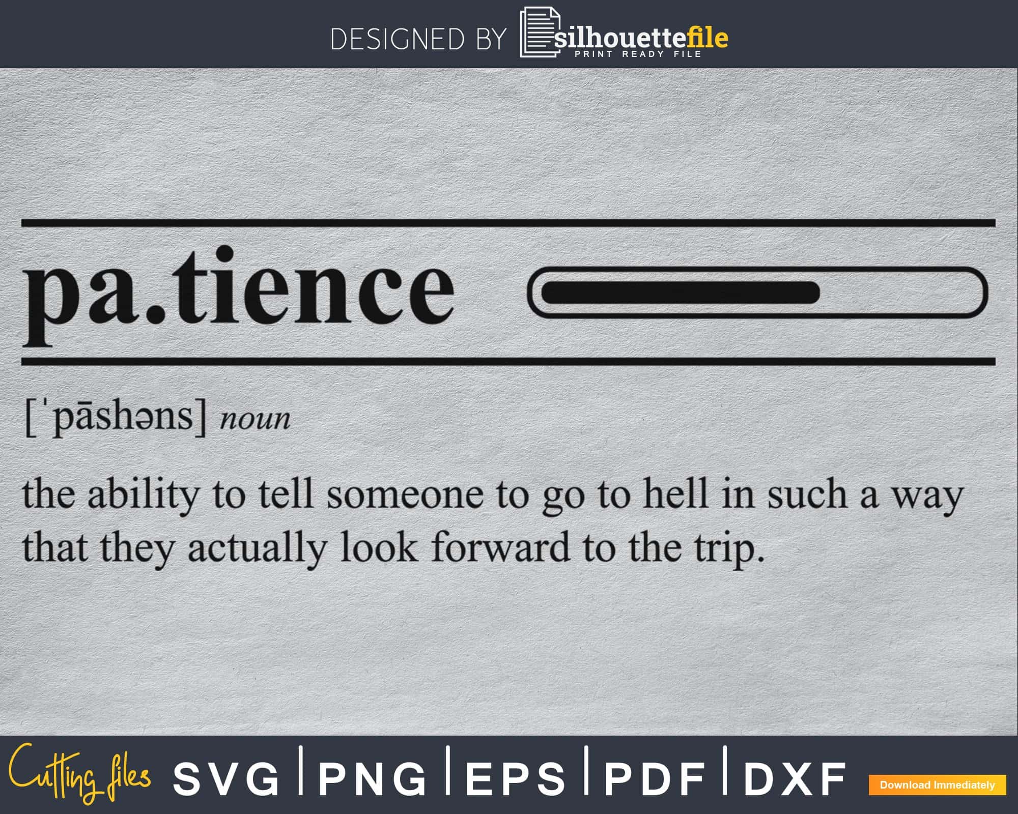 Patience definition college dorm girl dictionary art svg by ...
