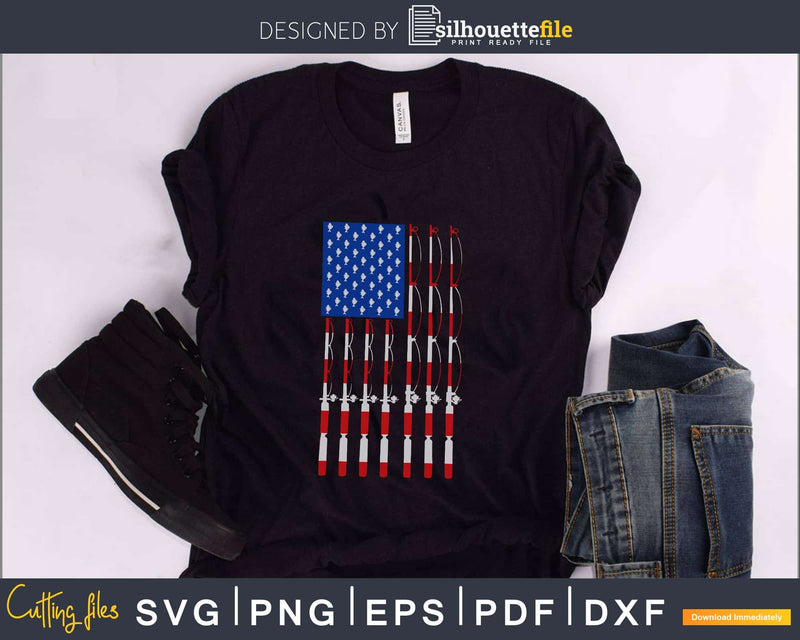 Patriotic American USA Flag Fishing Pole svg instant download cut files Patriotic American USA Flag Fishing Pole svg instant download cut files