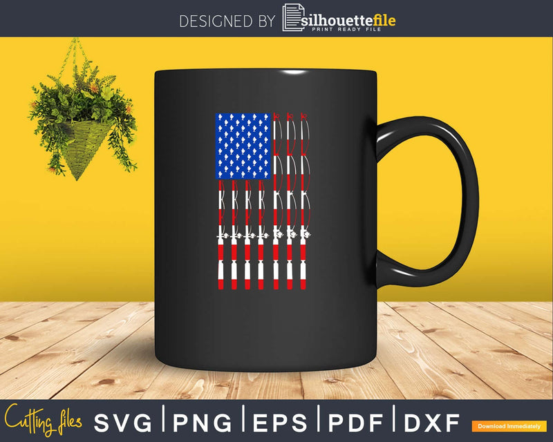 american flag fishing pole Patriotic American USA Flag Fishing Pole svg instant download cut files