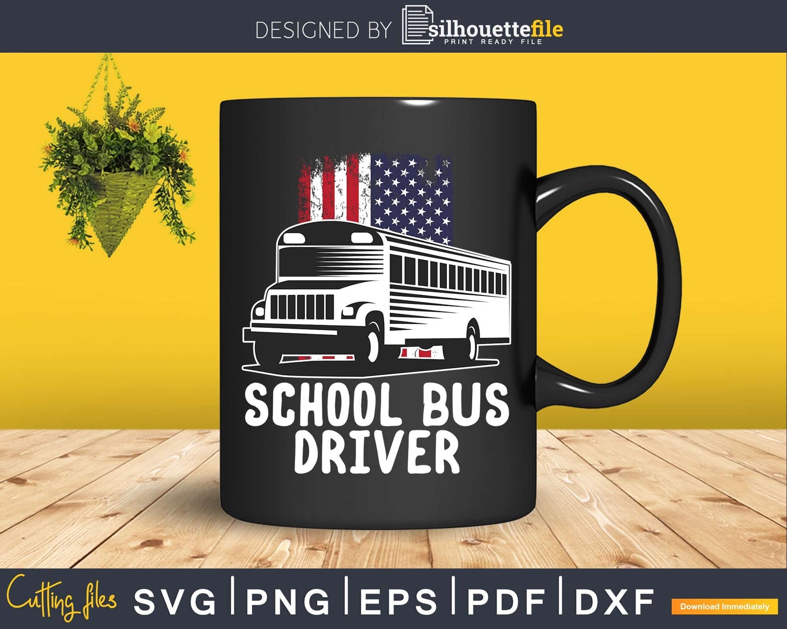 Patriotic School Bus Driver American Flag Svg Design Cut | Silhouettefile