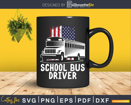 Patriotic School Bus Driver American Flag Svg Design Cut