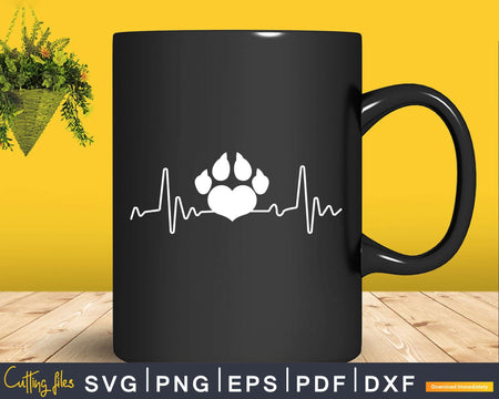 Paw Print Heartbeat Veterinary Technician Svg Ready Files