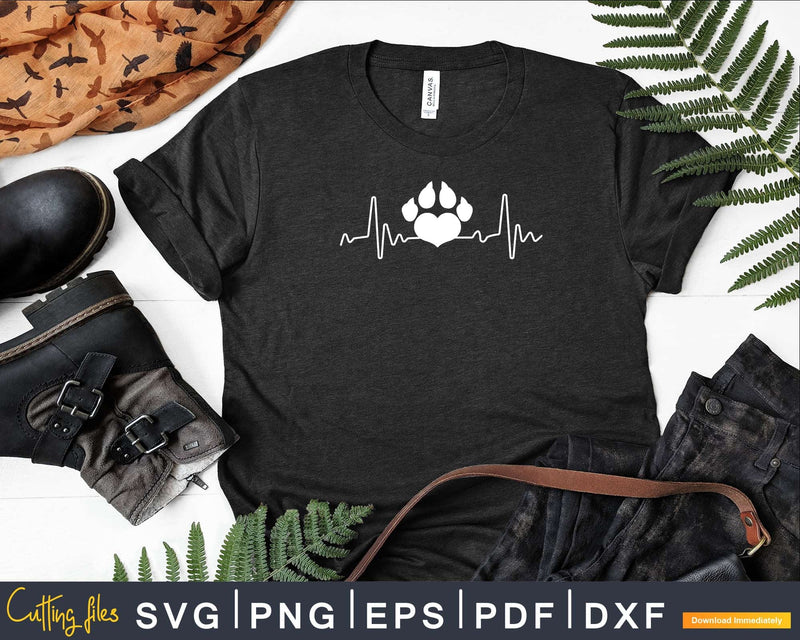 Paw Print Heartbeat Veterinary Technician Svg Ready Files