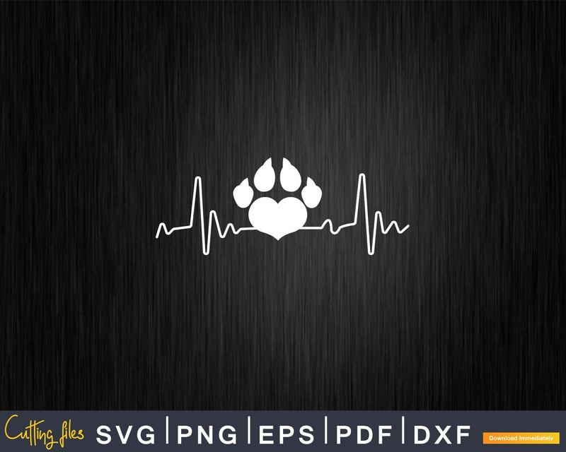 Paw Print Heartbeat Veterinary Technician Svg Ready Files