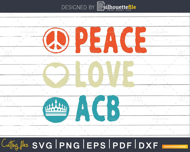 Peace Love ACB Amy Coney Barrett svg png cutting t shirt