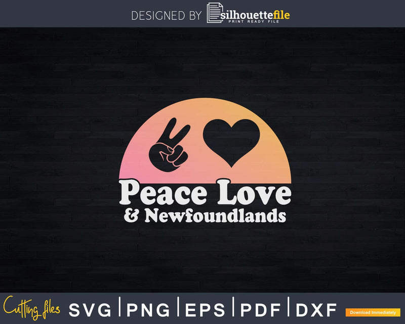 Peace Love and Newfoundlands Png Svg Files For Cricut