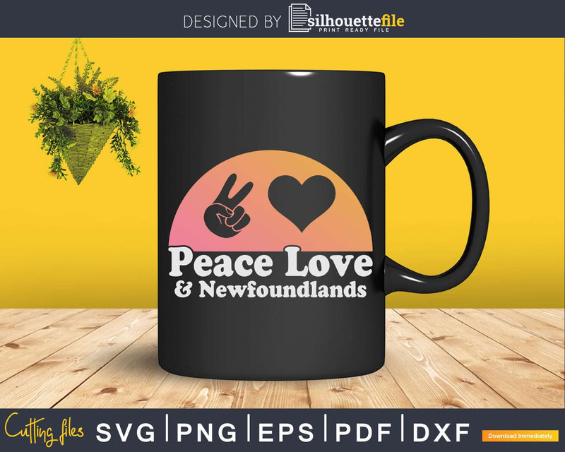 Peace Love and Newfoundlands Png Svg Files For Cricut