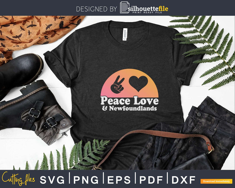 Peace Love and Newfoundlands Png Svg Files For Cricut