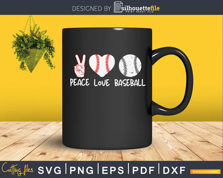 Peace Love Baseball svg png digital cutting files