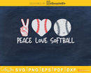 Peace Love Softball svg png cricut cutting digital files