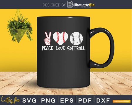 Peace Love Softball svg png cricut cutting digital files