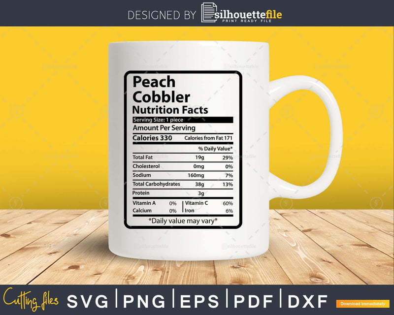 Peach Cobbler Nutrition Facts Funny Thanksgiving Christmas