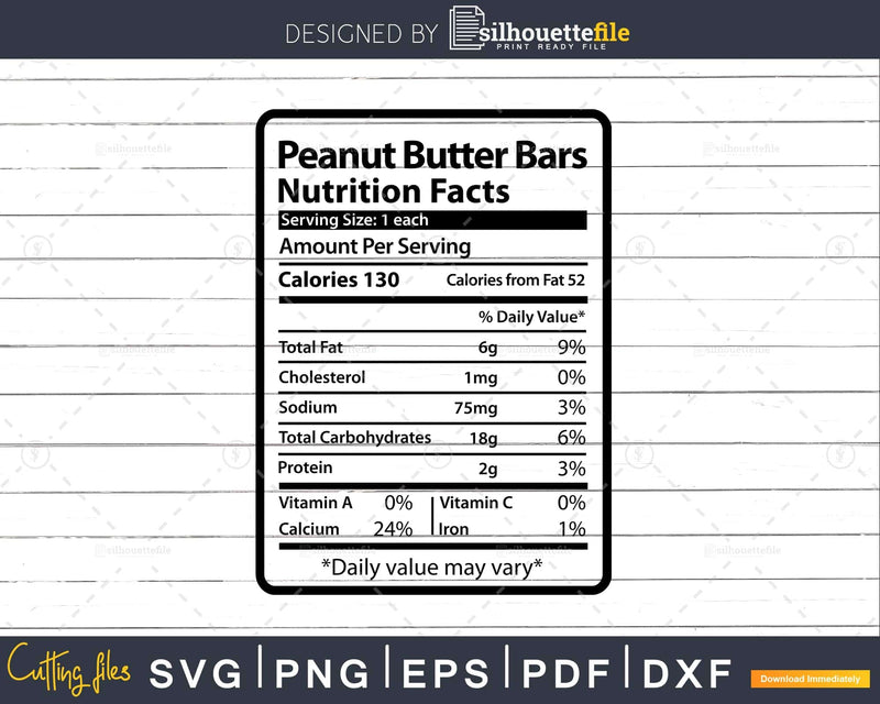 Peanut Butter Bars Nutrition Facts Thanksgiving Christmas