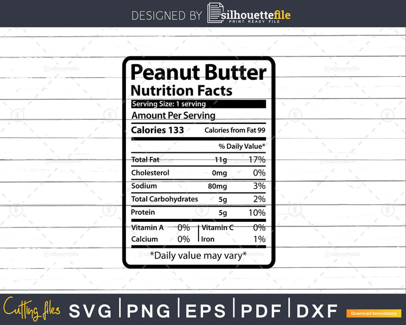 Peanut Butter Nutrition Facts Funny Thanksgiving Christmas