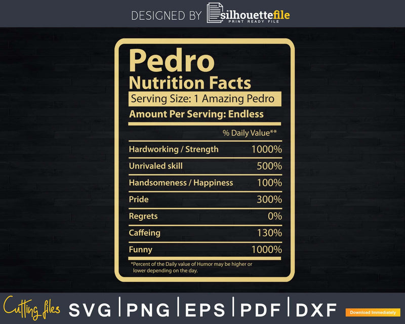 Pedro Nutrition Facts Father’s Day Gift Svg Dxf Premium