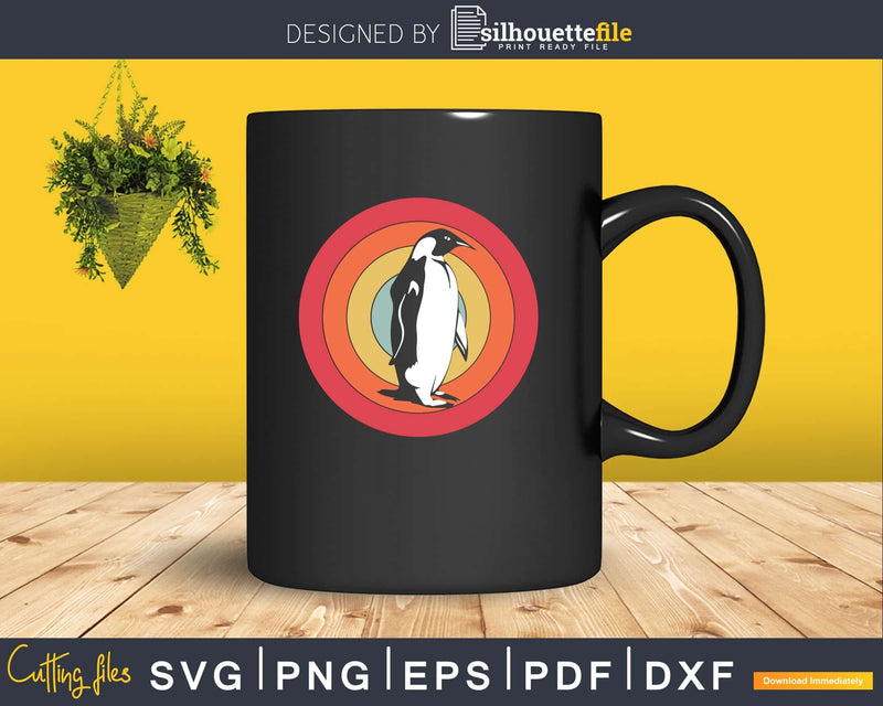 Penguin Retro Style craft cut svg png digital cutting file