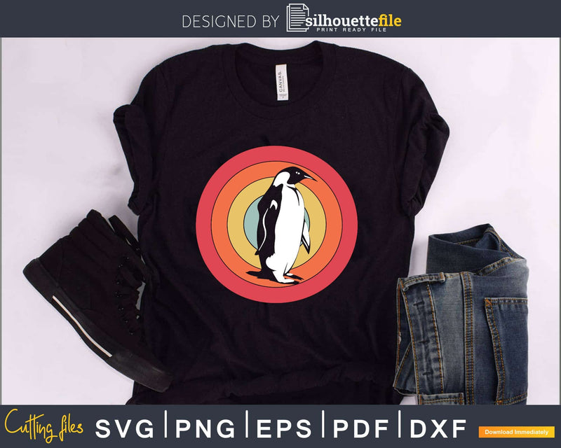 Penguin Retro Style craft cut svg png digital cutting file