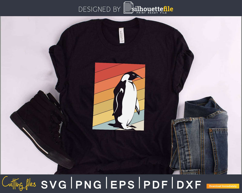 Penguin Retro vintage Style digital cut svg png printable