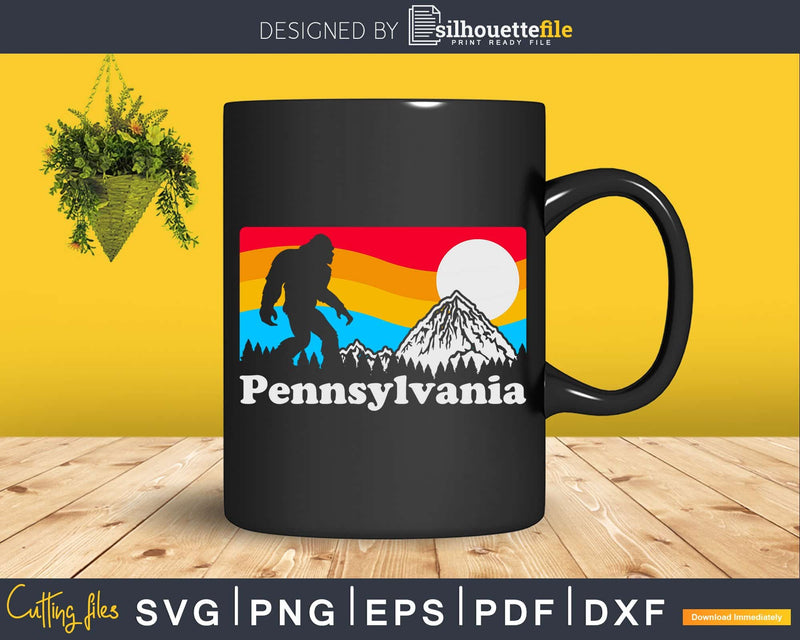 Pennsylvania Retro Bigfoot Mountains svg designs cut files