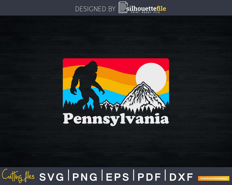 Pennsylvania Retro Bigfoot Mountains svg designs cut files
