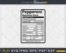Pepperoni Nutrition Facts Funny Thanksgiving Christmas Svg