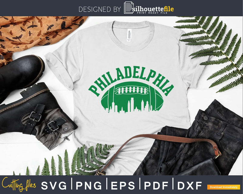 Philadelphia Football Vintage Philly Skyline svg dxf
