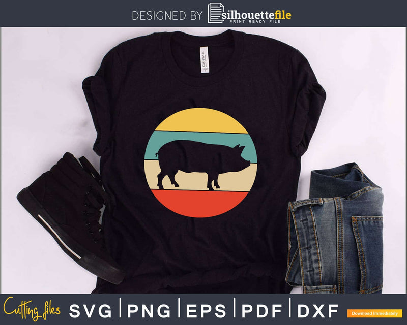 Pig Retro vintage Style digital cut svg png printable