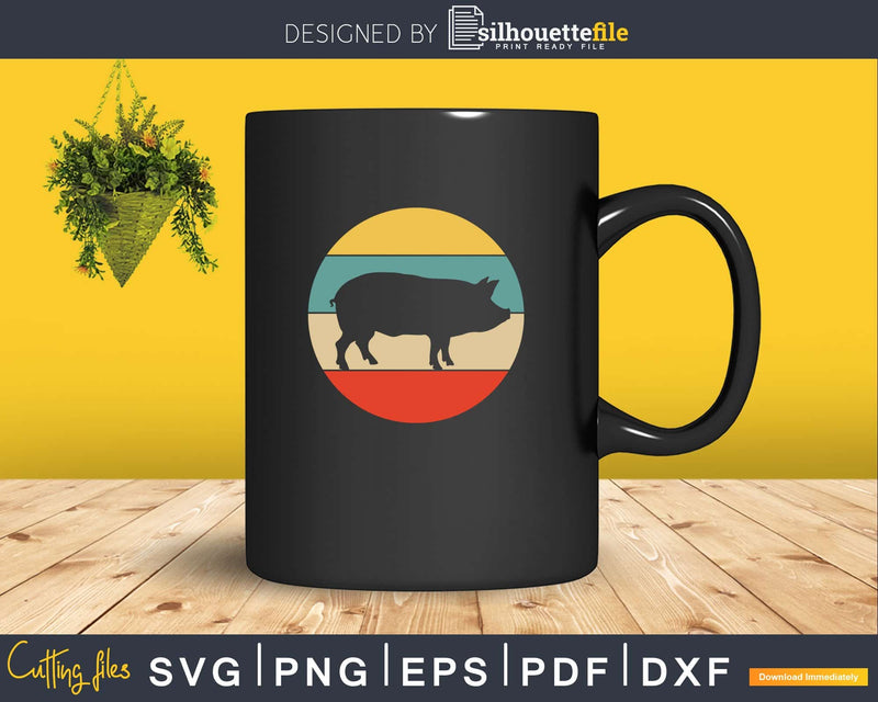 Pig Retro vintage Style digital cut svg png printable