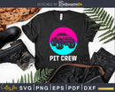 Pit Crew Monster Trucks Happy Sunset Retro Theme Svg