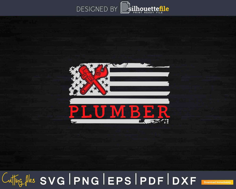 Plumber USA Flag American Plumbing Pipefitter Svg Png Cut