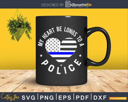 Police Wife Girlfriend Thin Blue Line Heart craft svg cut