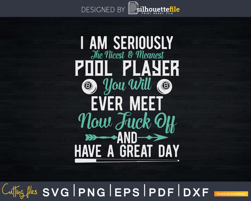 Pool Billiard I Am Seriously The Nicest Player Svg Png