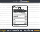 Poppy Nutrition Facts Svg Dxf Png Cricut Files