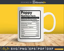 Poppy Nutrition Facts Svg Dxf Png Cricut Files