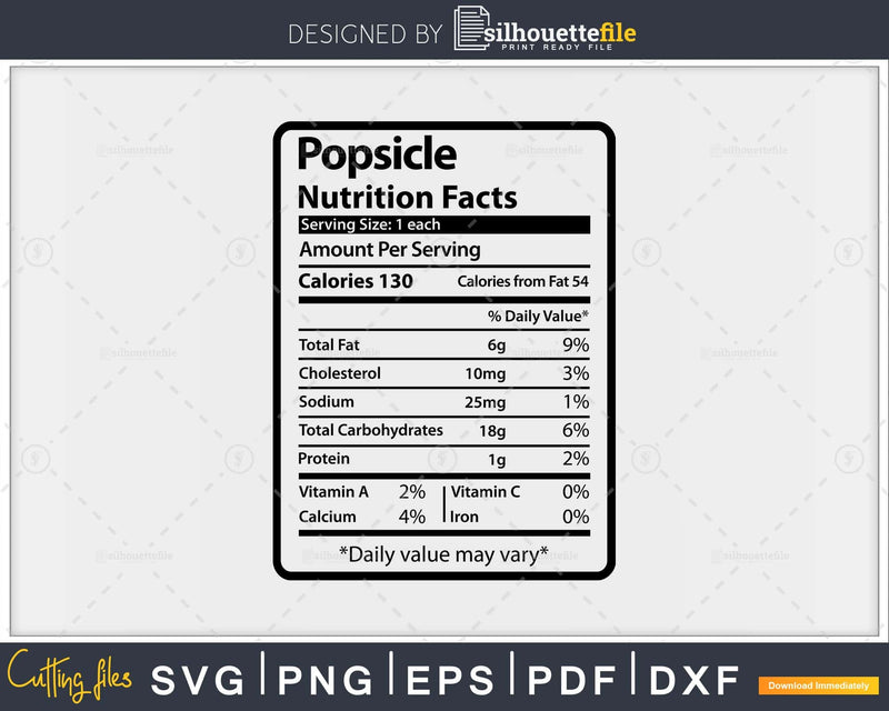 Popsicle Nutrition Facts Funny Thanksgiving Christmas Svg